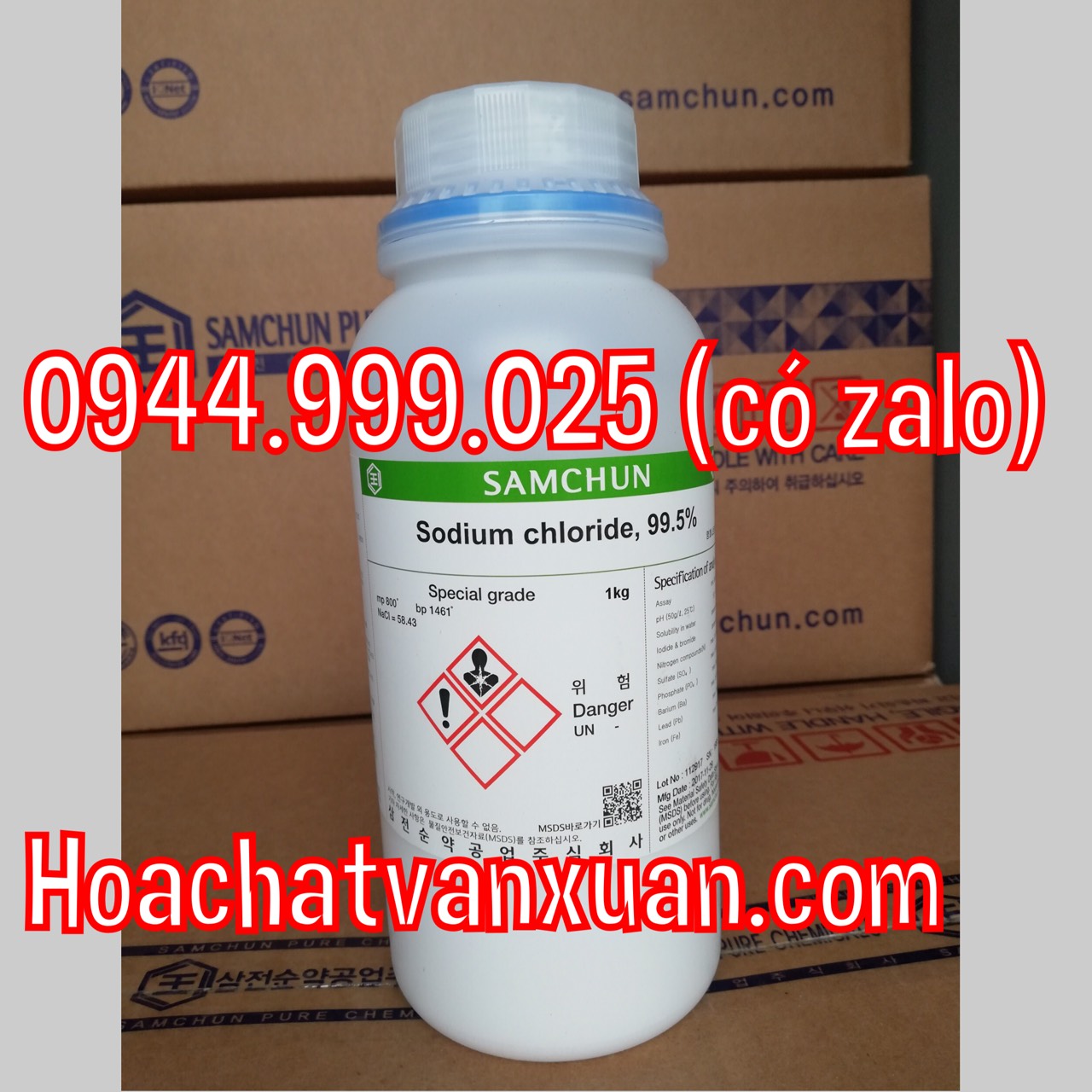 SODIUM CHLORIDE , NaCl , 99,5 % , SAMCHUN ,HÀN QUỐC