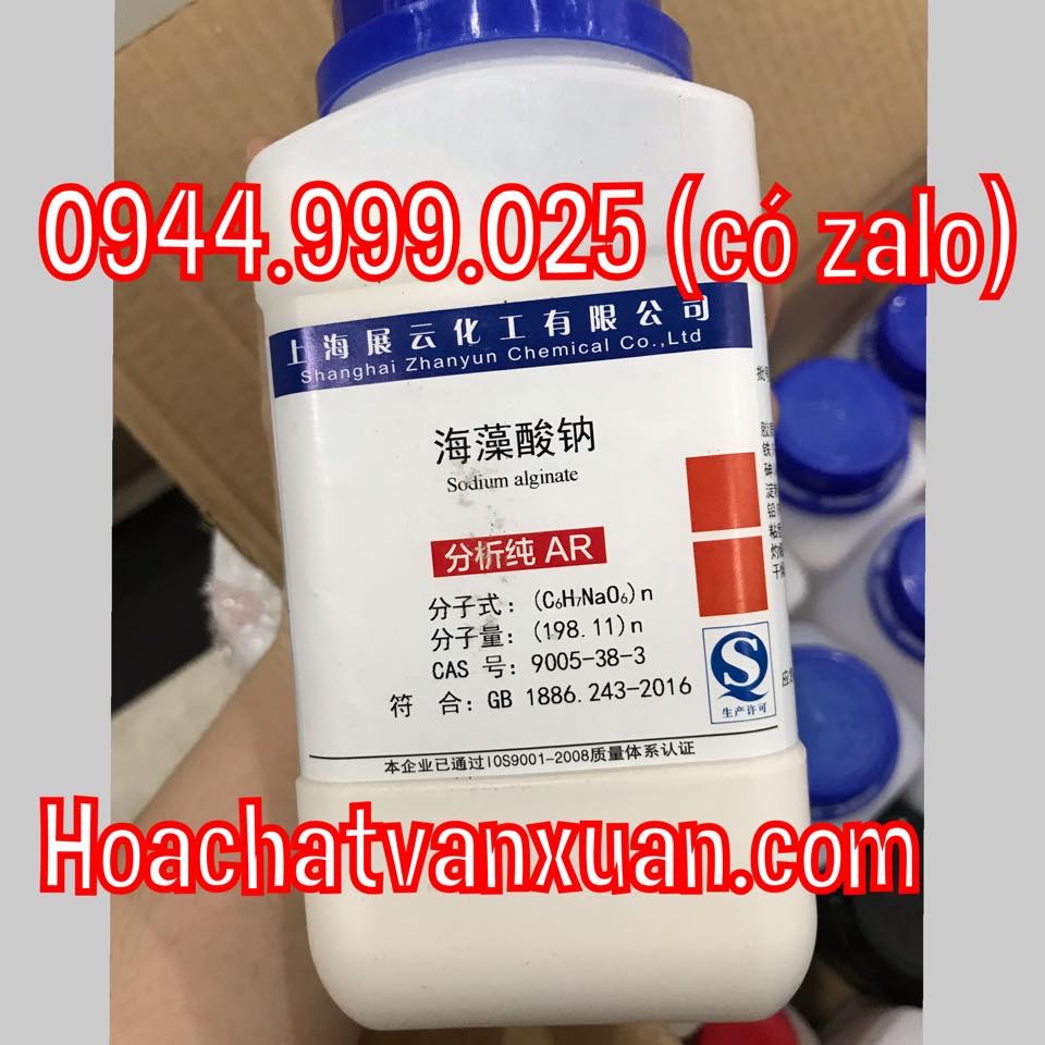 Hóa chất sodium alginate natri alginat CAS 9005-38-3 (C6H7O6Na)n lọ 500g tinh khiết