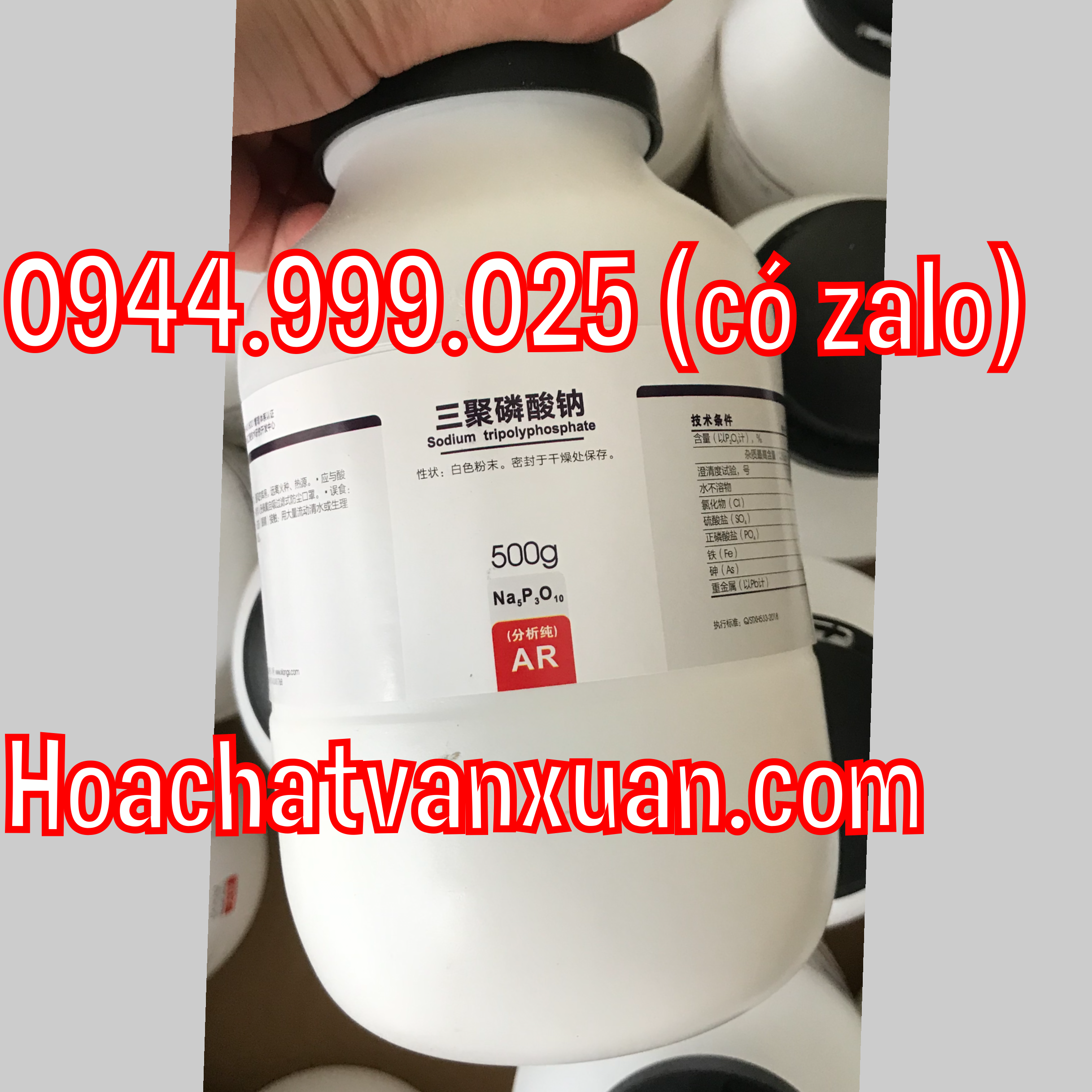 Hóa chất Sodium tripolyphosphate Xilong natri tripolyphotphat CAS 7758-29-4 Na5P3O10 lọ 500g STPP