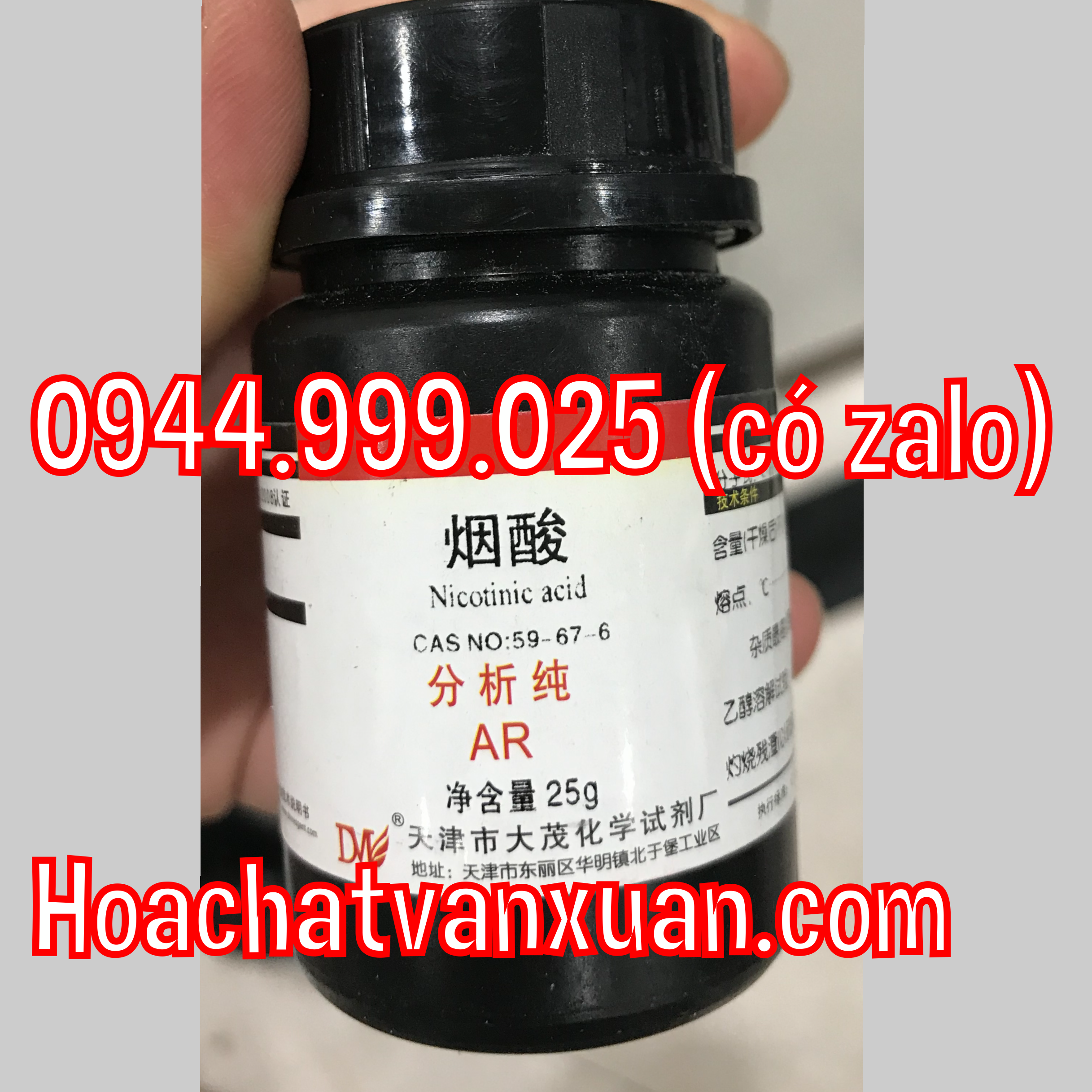 Hóa chất nicotinic acid niacin niaxin vitamin B3 CAS 59-67-6 C6H5NO2 lọ 25g