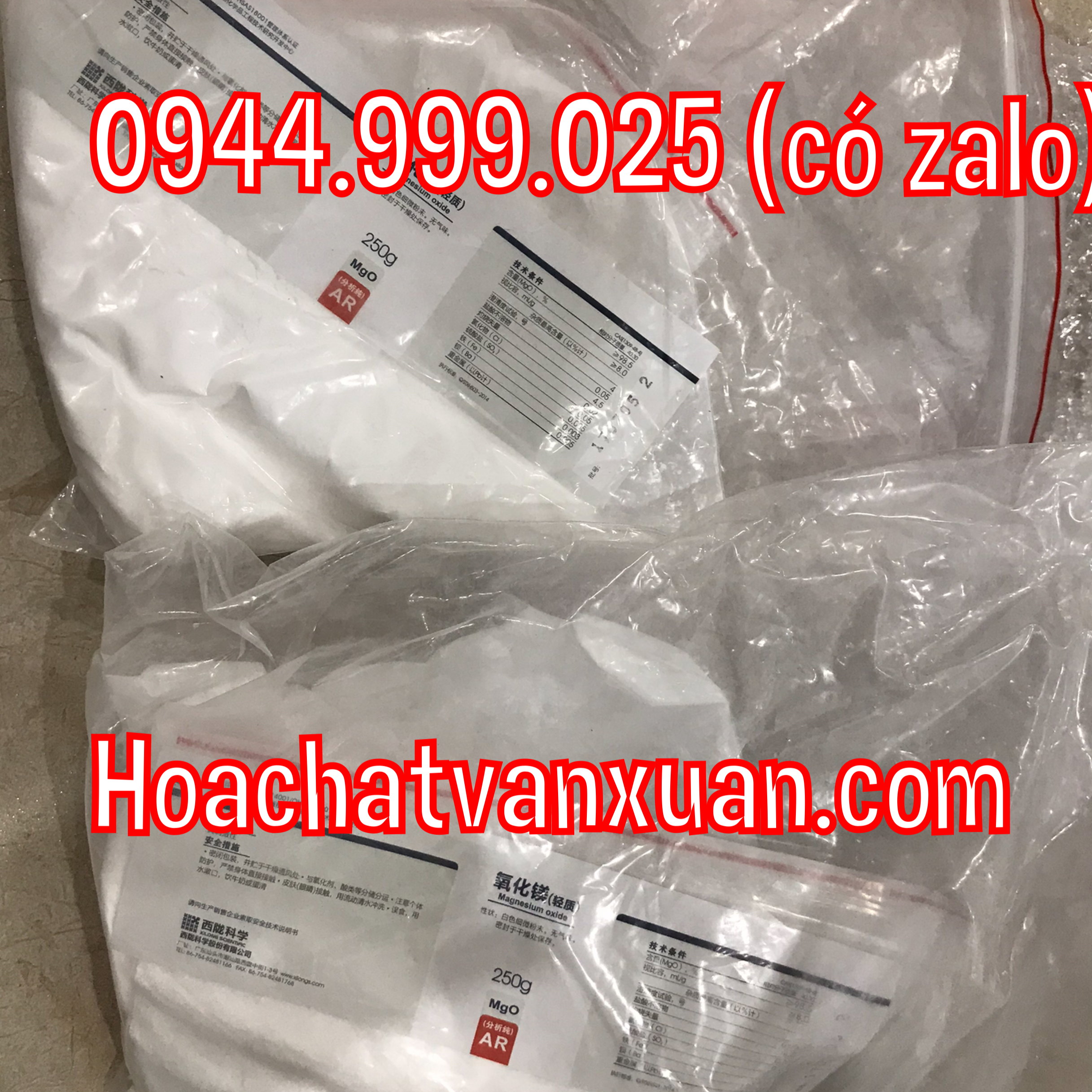 Hóa chất Magnesium oxide CAS 1309-48-4 MgO xilong túi 250g magie oxit