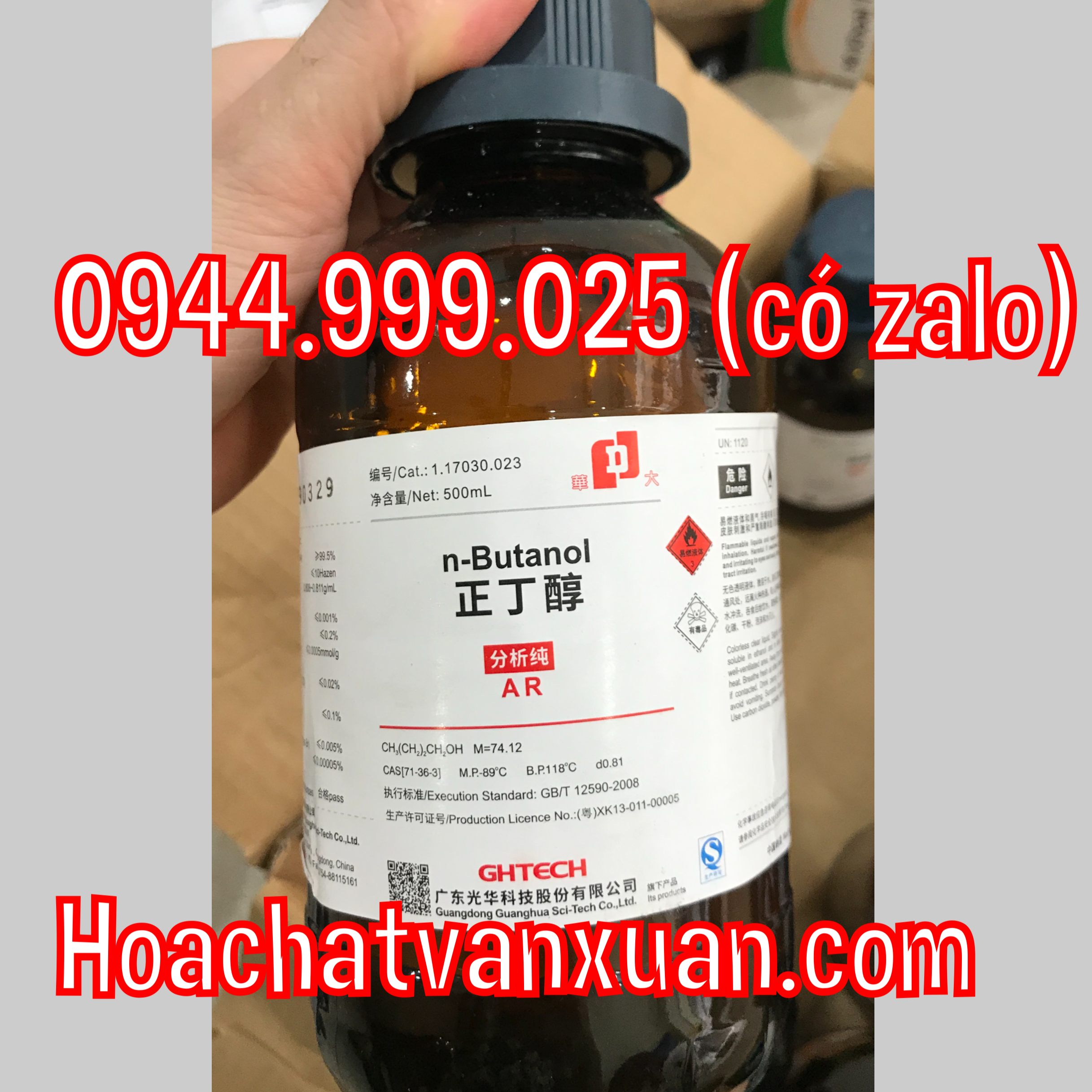 Hóa chất n-Butanol Xilong CAS 71-36-3 C4H10O  Butan-1-ol  Chai 500ml