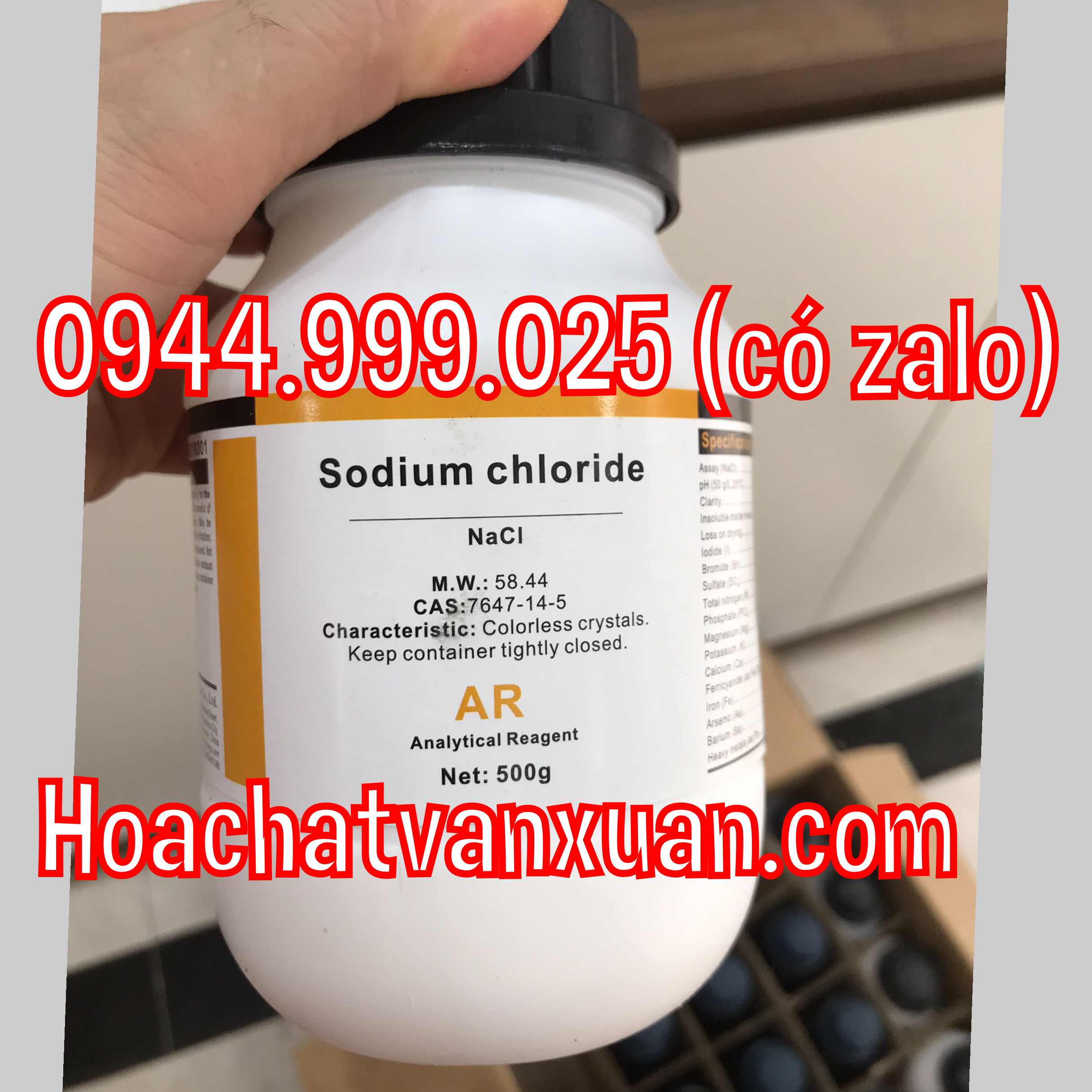 Hóa chất sodium chloride xilong muối natri clorua NaCL 99.5% CAS 7647-14-5 lọ 500g