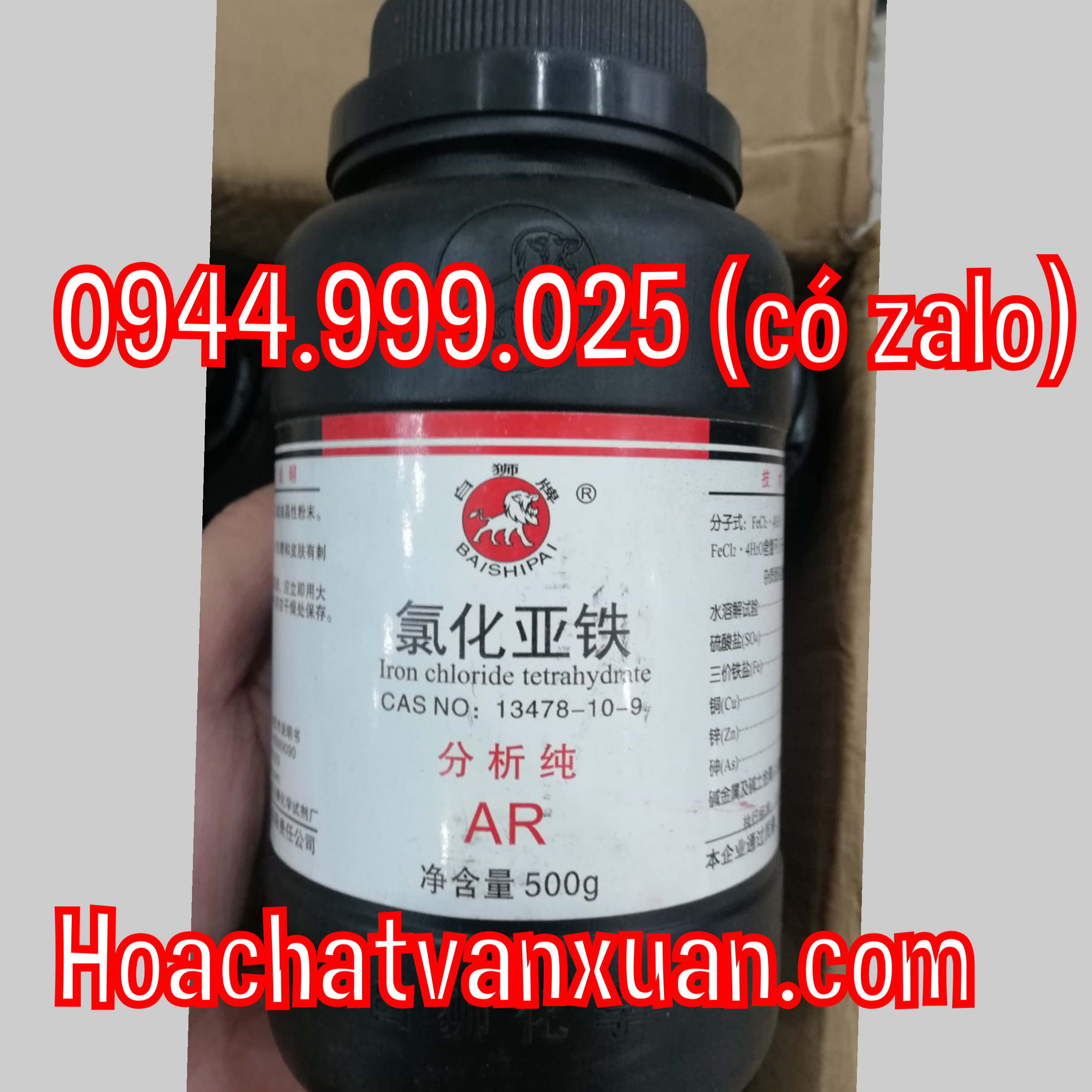 Hóa chất Iron chloride tetrahydrate xilong CAS 13478-10-9 FeCl2 .4H2O Sắt II clorua lọ 500g