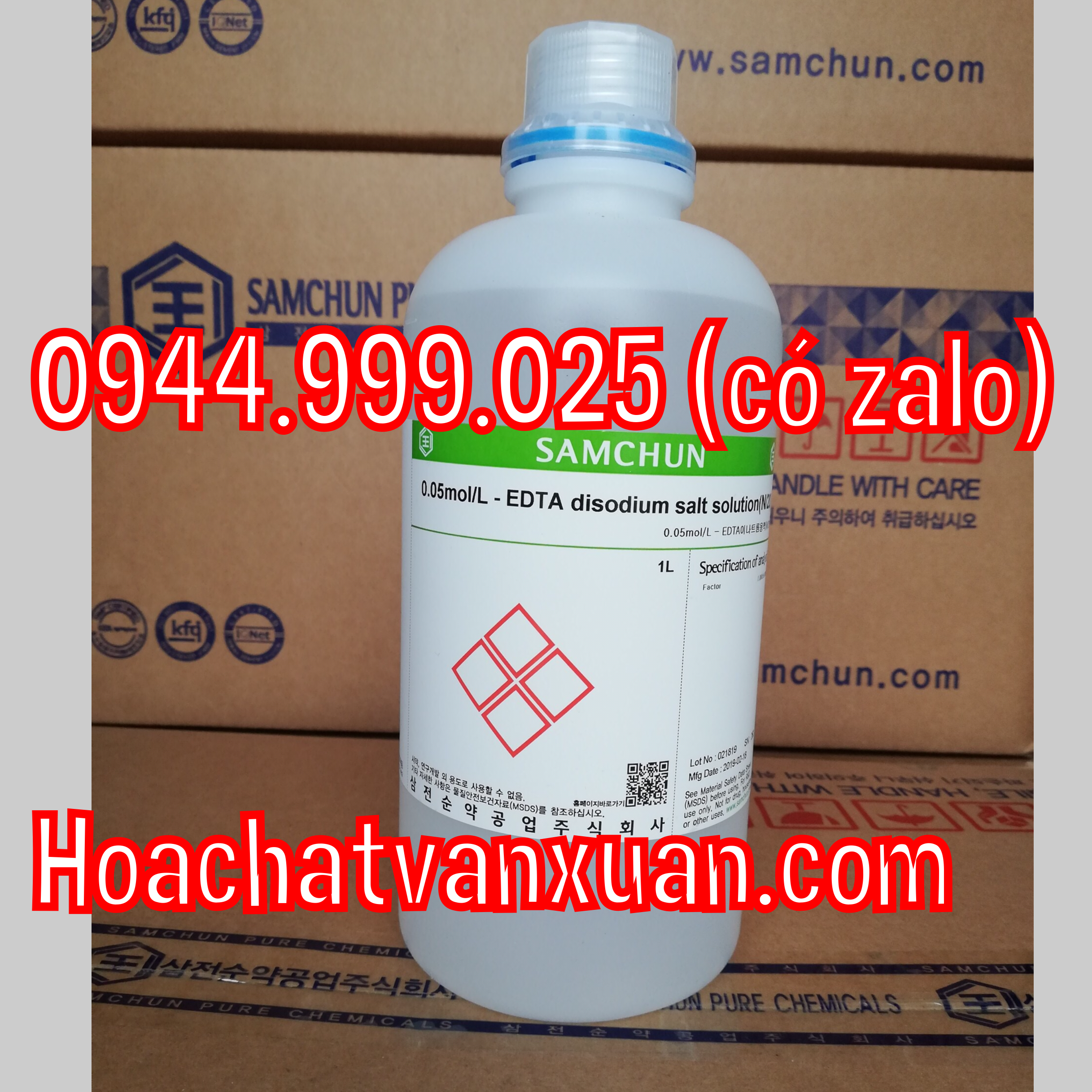 Hóa chất dung dịch chuẩn 0.05mol/l-EDTA disodium salt solution (N/20) Samchun Hàn Quốc chai 1 Lit E0477