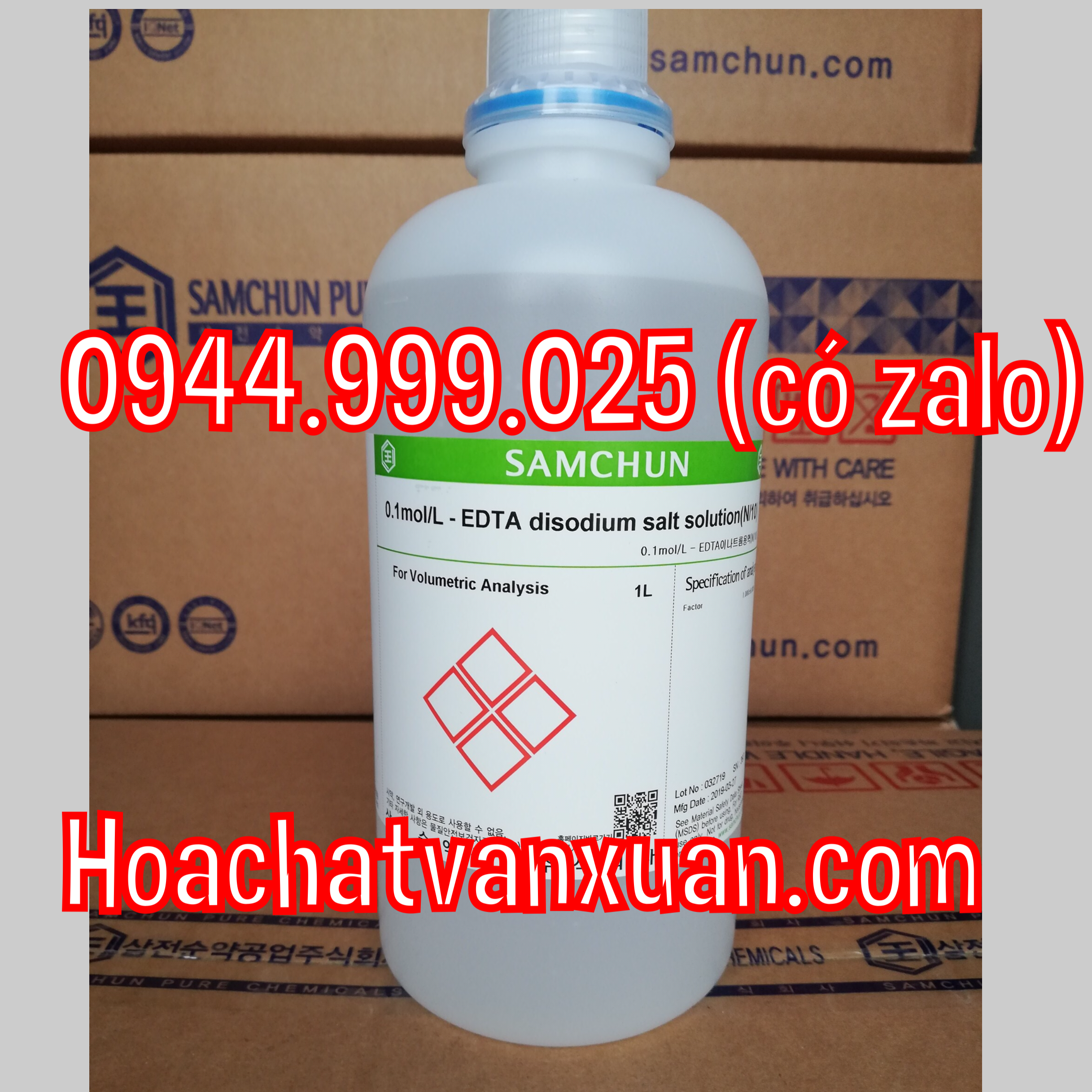 Dung dịch chuẩn EDTA 0.1N disodium salt solution Samchun Hàn Quốc 0.1mol/L chai 1 lít N/10 E0024