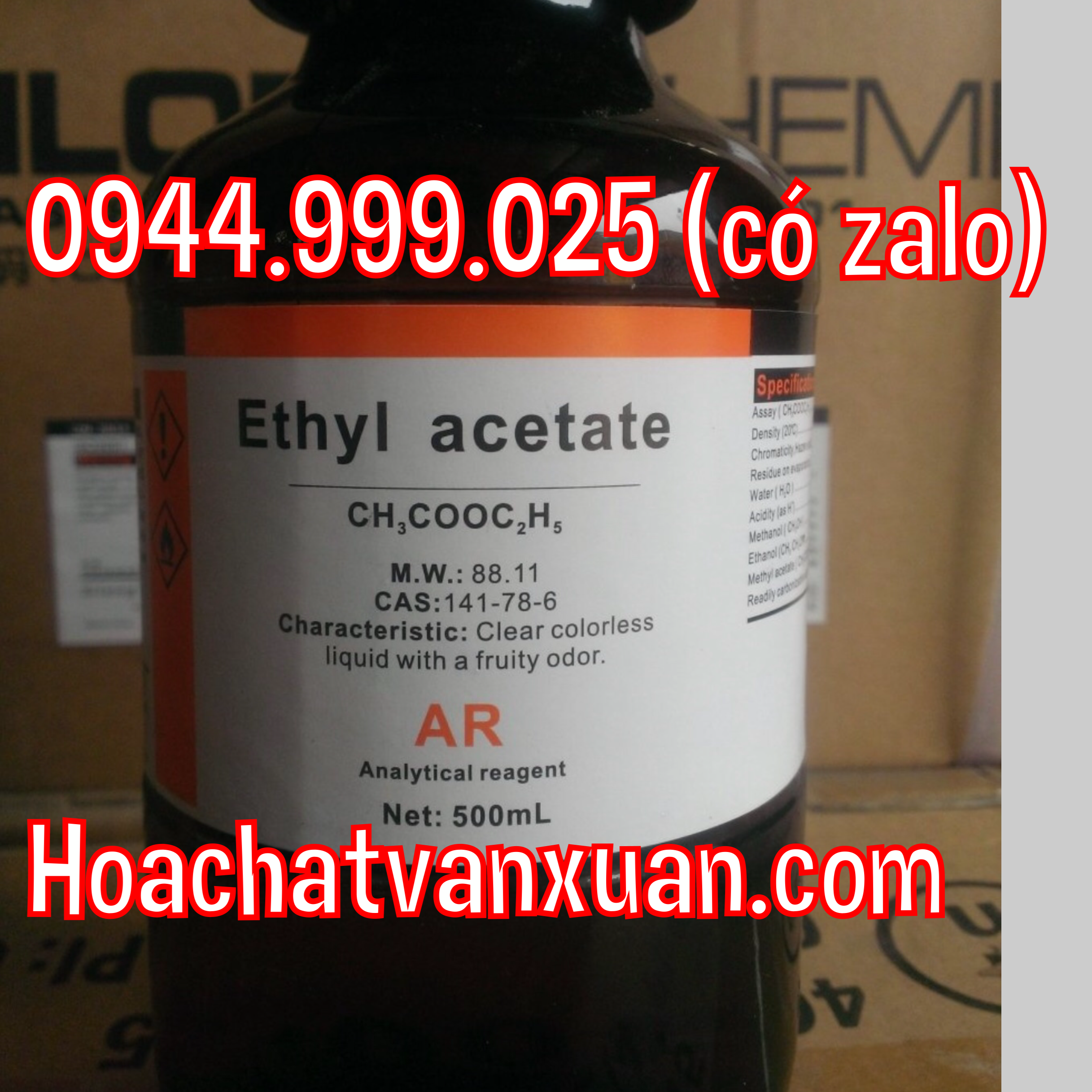 Hóa chất ethyl acetate Ethylacetate xilong CAS 141-78-6 C4H8O2 chai 500ml ethyl acetate