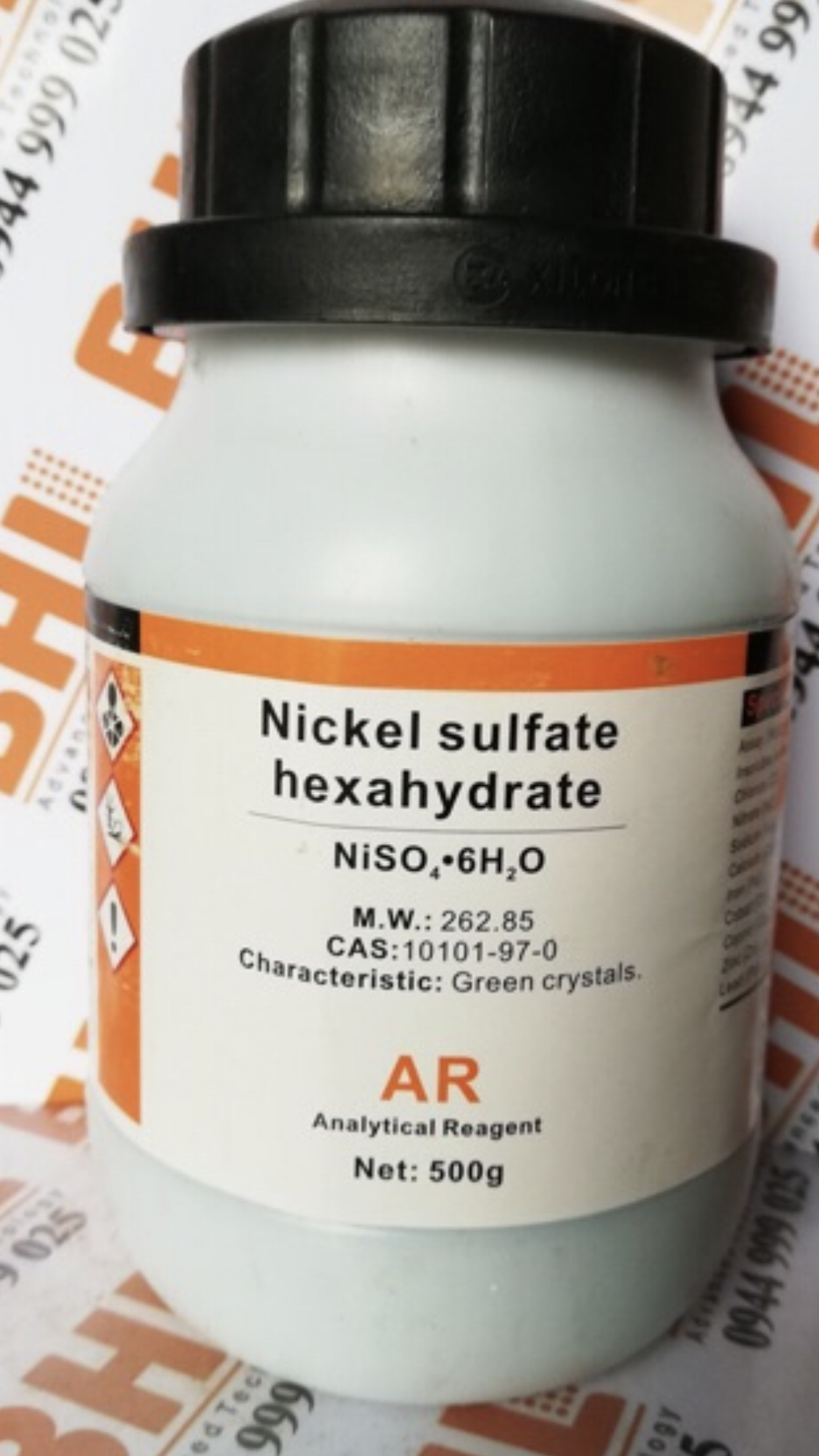 Hóa Chất Nickel Sulphate xilong, NiSO4 .6H2O, CAS 10101-97-0, Nickel(II) sulfate hexahydrate lọ 500g