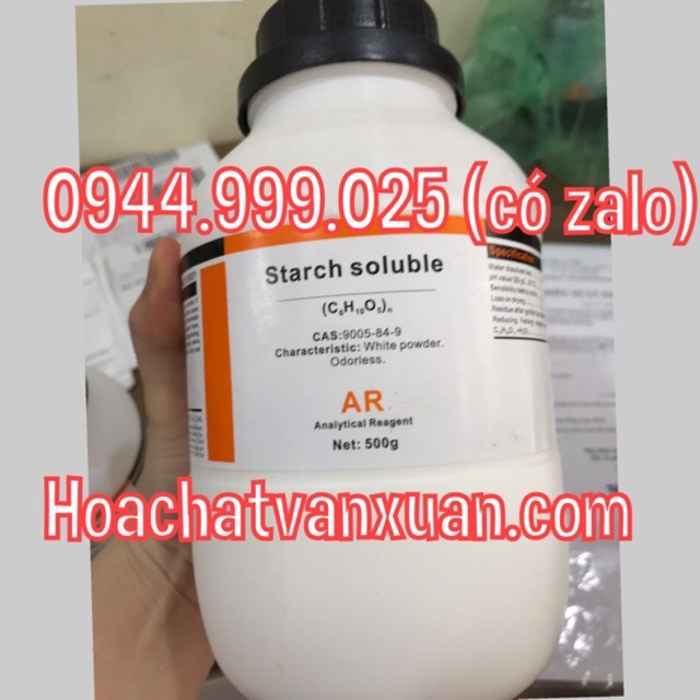 Tinh bột starch soluble xilong CAS 9005-84-9 (C6H10O5)n lọ 500g hồ tinh bột