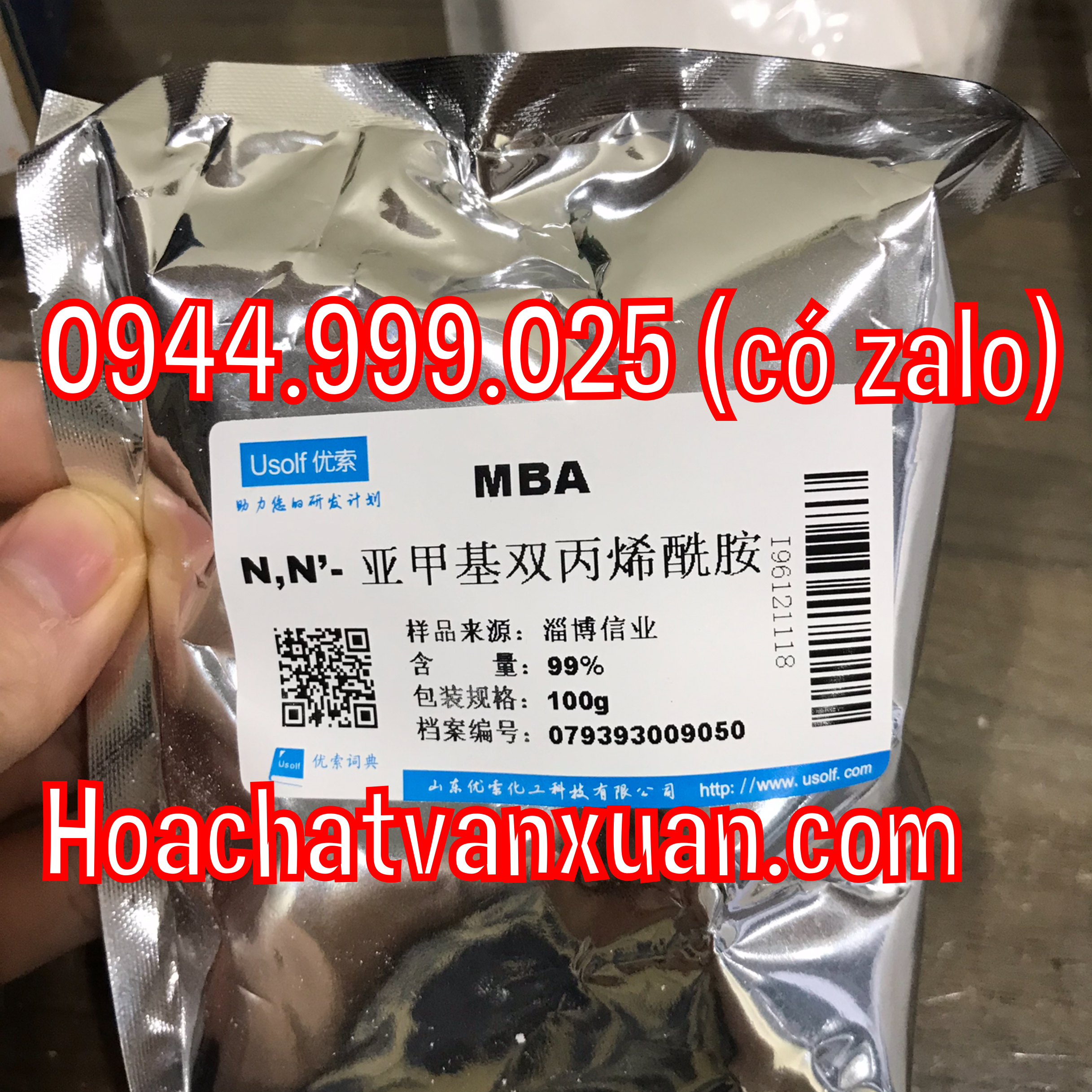 Hóa chất N,N′-Methylenebis(acrylamide) CAS 110-26-9 C7H10N2O2 MBA 99% túi 100g