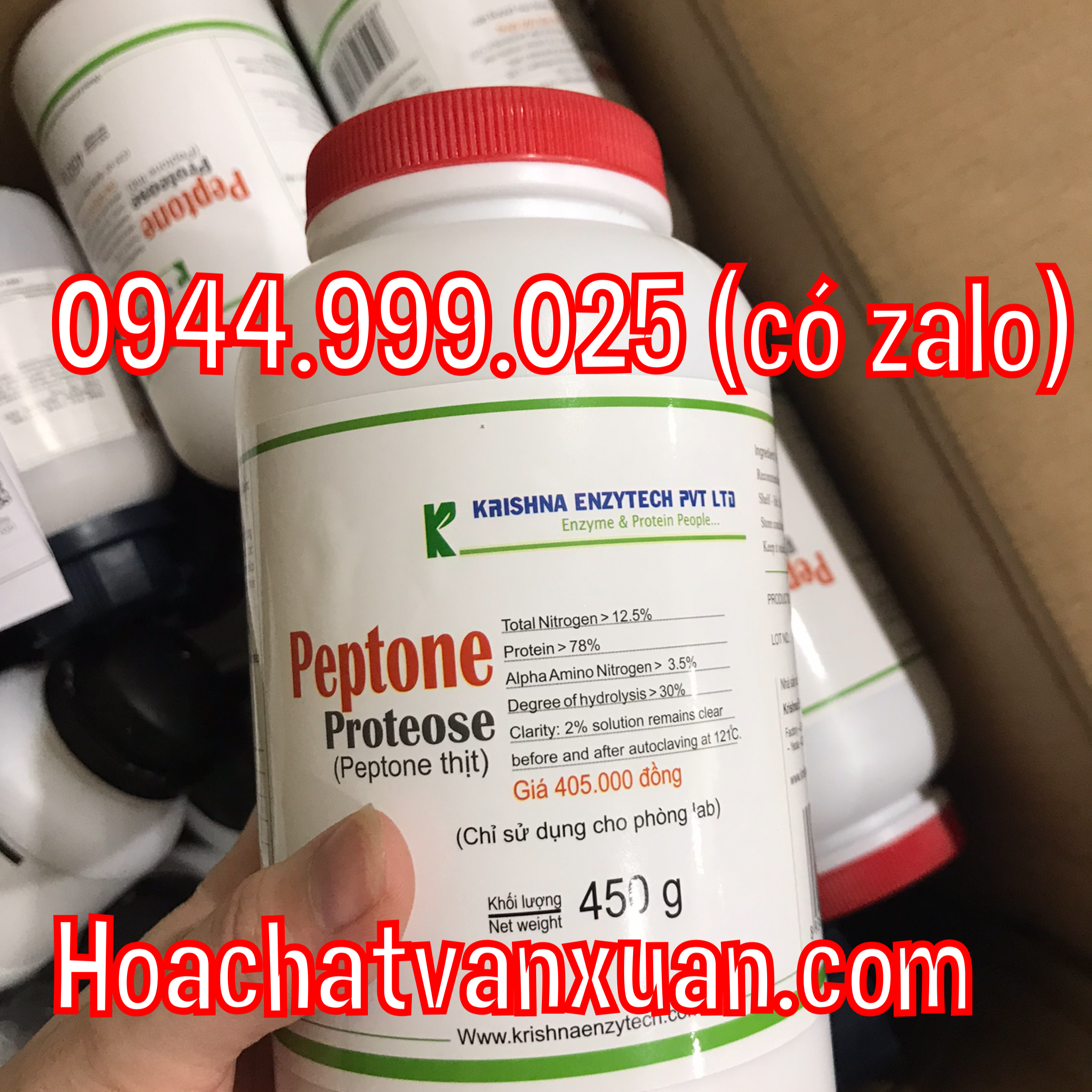 Peptone thịt Ấn độ Krishna lọ 450g nuôi cấy vi sinh đông trùng hạ thảo