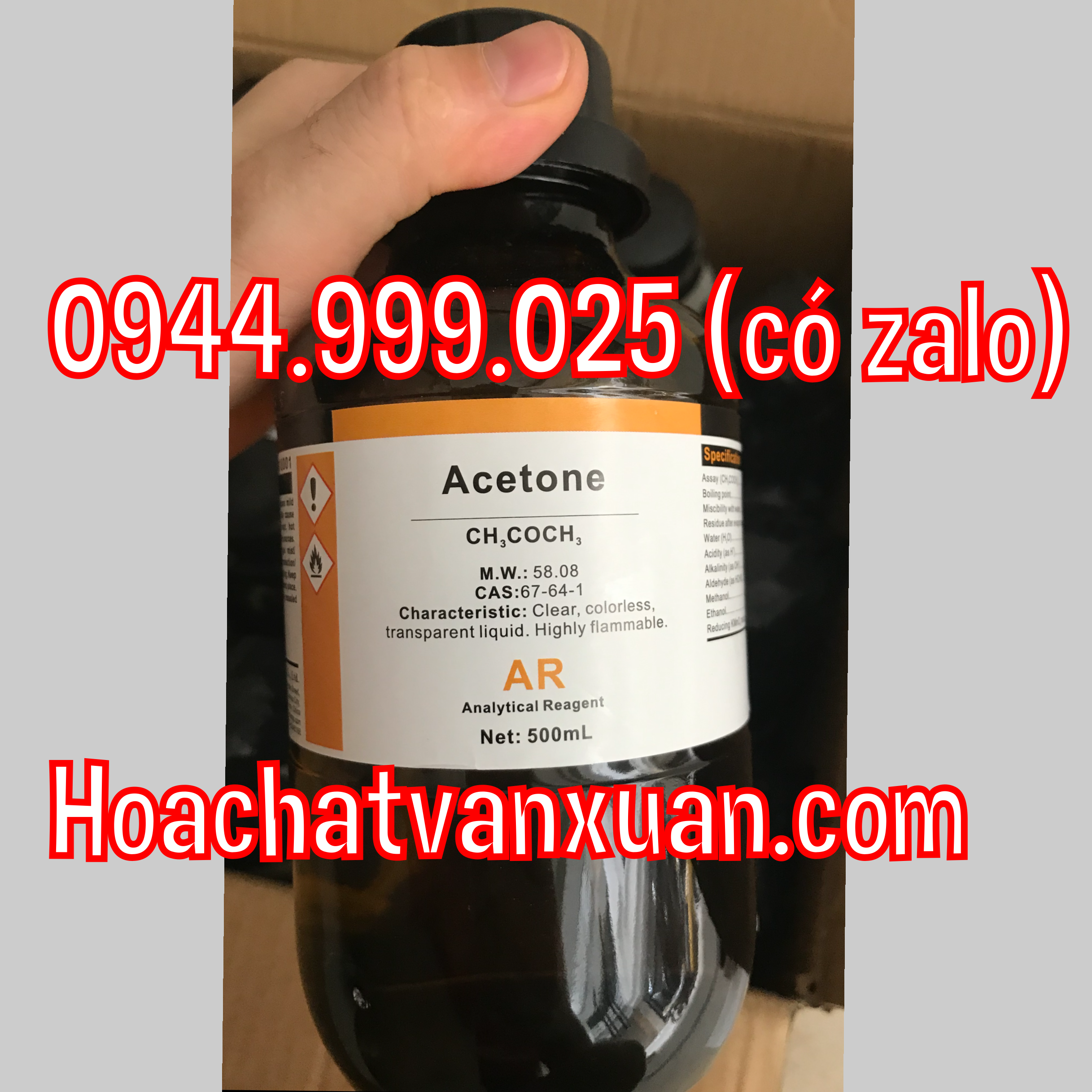 Hóa chất acetone >99.5% aceton xilong CAS 67-64-1 CH3COCH3 chai 500ml